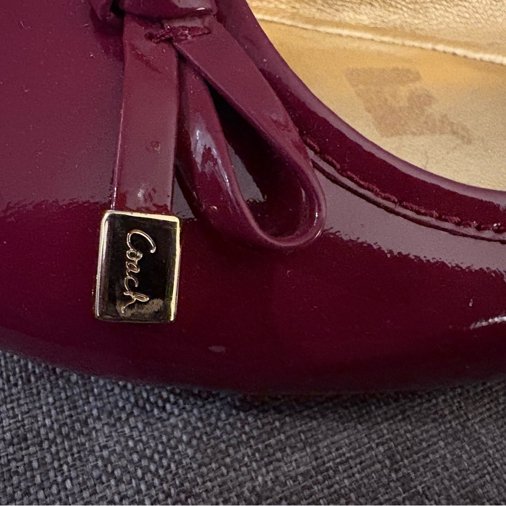 Coach Red Patent Leather Flats with Bow - Picture 4 of 4